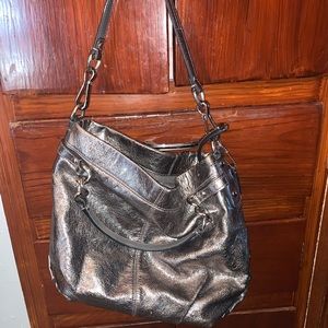 Silver Metallic Coach Purse